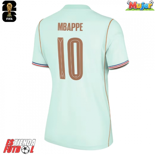 Francia Kylian Mbappe #10 Segunda Equipación Mujer Mundial 2026 Manga Corta